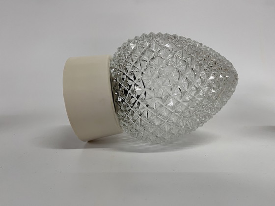 Image 1 of 1X Vintage Plafondlamp ‘Dennenappel’ Helder Glas Corodex Armatuur