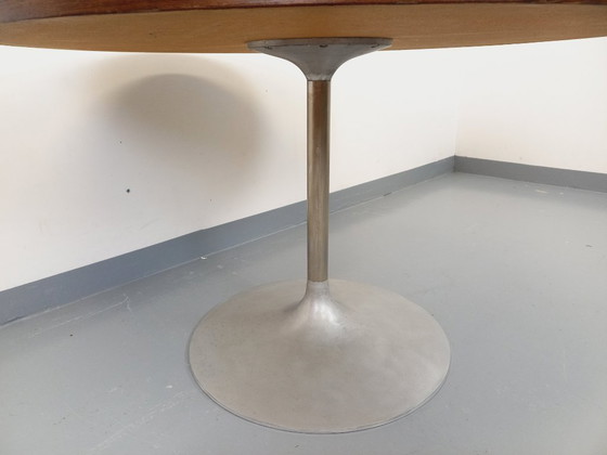 Image 1 of Vintage Round Tulip Dining Table by Dieter Wackerlin in Knoll Style from the 60s-70s in Wood Mosaic and Cast Aluminum
