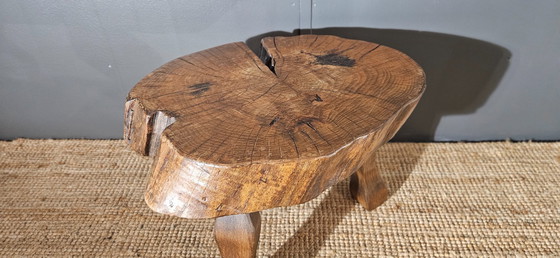 Image 1 of Mesa auxiliar de tronco de árbol macizo