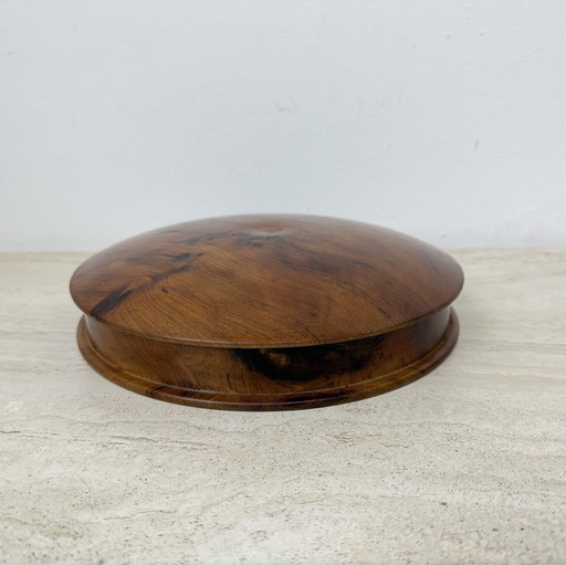 Boîte à bijoux ancienne en bois de ronce avec couvercle