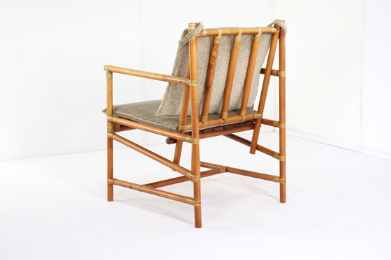 Image 1 of Set Of 4 Safari Bamboo Chairs + Table 'Geleen' Vintage