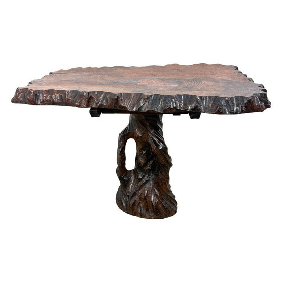 Image 1 of Hand-carved organic side table made of camphor wood – sculptural brutalist design