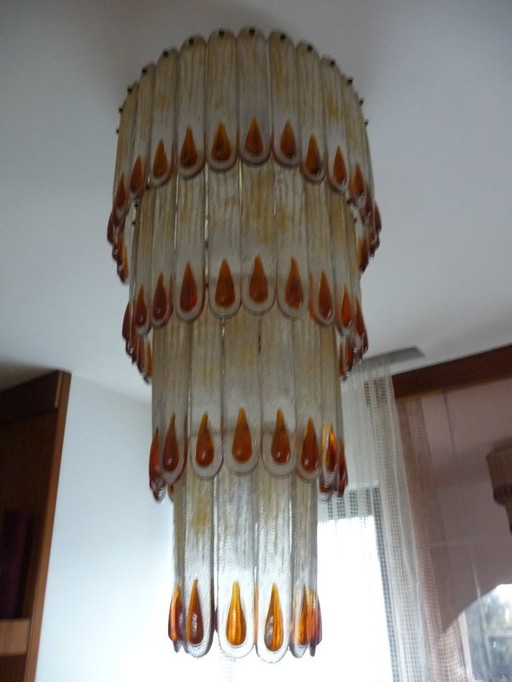 Vintage (1980') custom made glass chandelier for sale