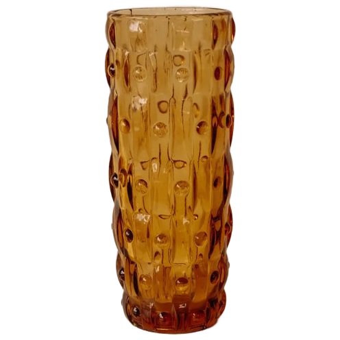 Vase cylindrique en verre ambré de Frantisek Vizner pour Sklo Union