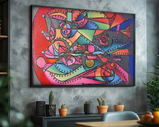 Kubisme A1430 - abstract schilderij XXL