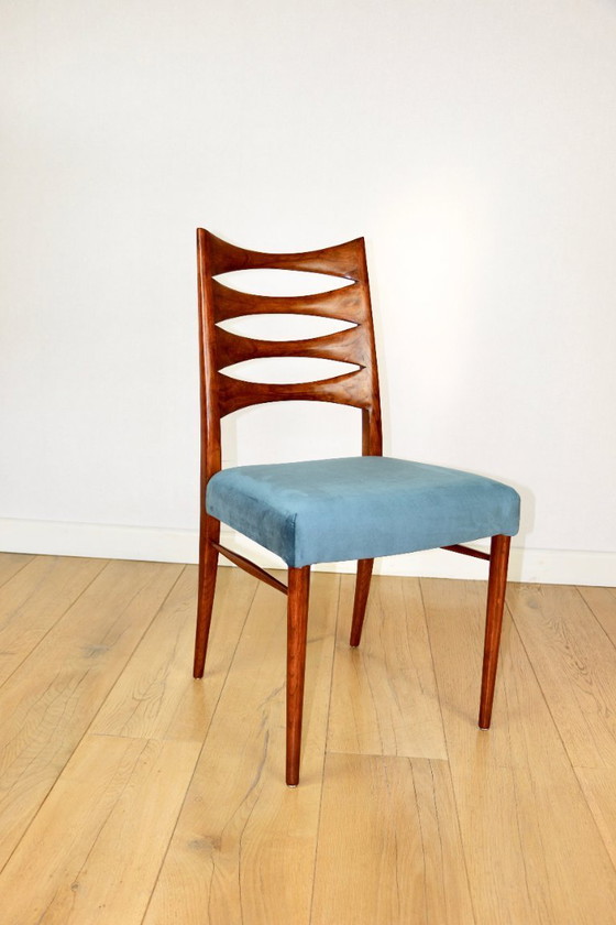 Image 1 of Danish vintage chairs blue turquoise vintage - set of 4 - great set