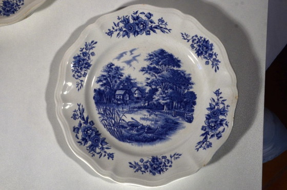 3 Piatti Blu Antichi, Sarreguemines, Motivo Romantico, D24xH2,5cm – Stoviglie, Ceramic (photo 5 of 9)