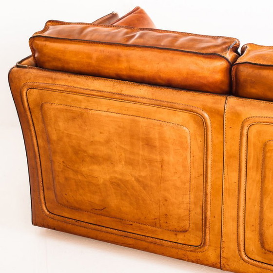 Canapé Club Vintage Par Roche Bobois. Cuir de buffle camel. France, années 80 – Canapés 3 places, Leather (photo 20 of 23)