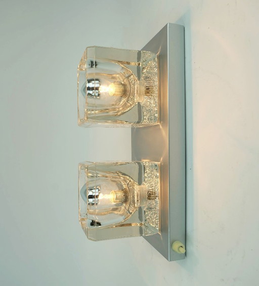 no. 2 of 2: vintage mid century peill & putzler SCONCE with 2 glass cubes 1960s/70s wall light