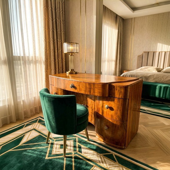 Scrivania Art Déco in noce stile Streamline, circa 1935 – Tavolini, Wood (photo 10 of 11)