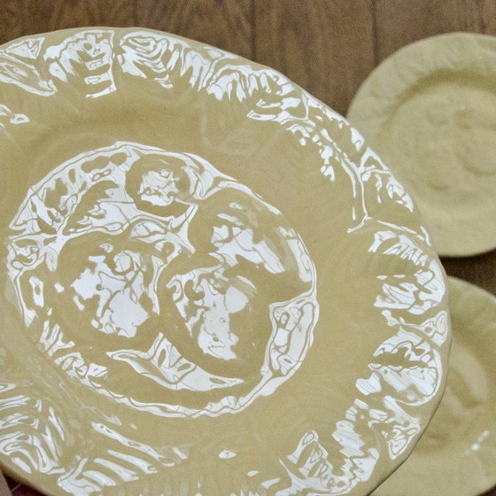 Image 1 of Vintage strawberry-patterned earthenware plates signed Genevieve Lethu