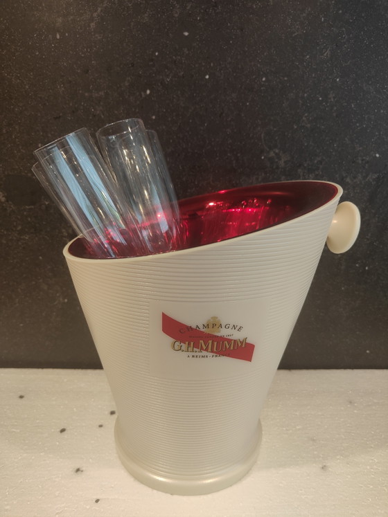 Image 1 of Refroidisseur à champagne français GH Mumm, seau à glace GH Mumm, refroidisseur de bouteille Mumm