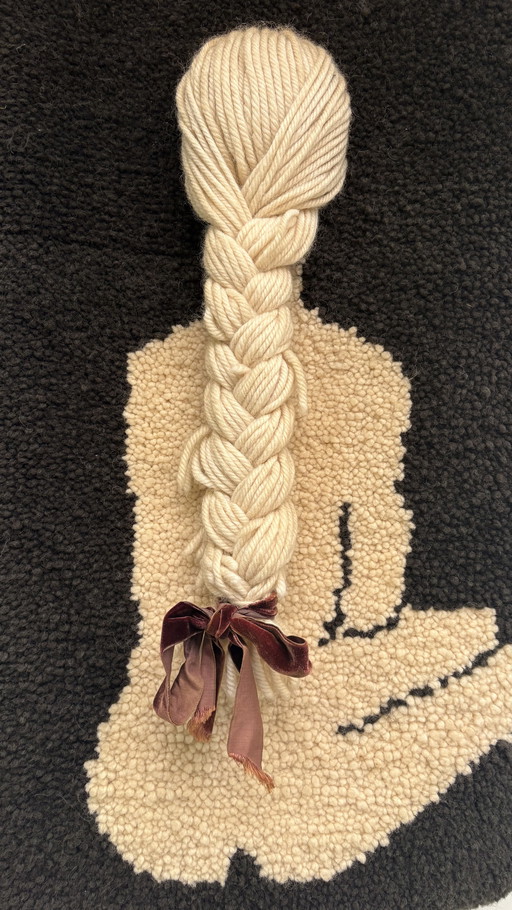 Vintage brown sixties 3D tapestry rug in the style of Don Freedman