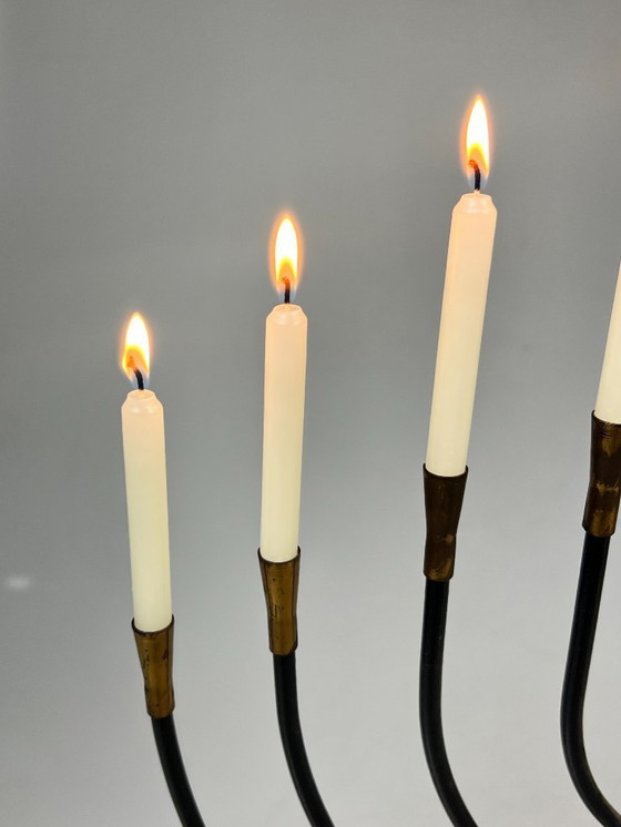 Image 1 of Large Vintage Menorah Candlestick, 1970's, Metal and Brass