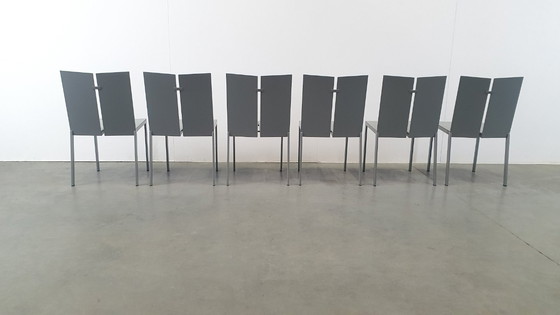 Image 1 of 6x Frans van Praet vintage stoelen belgo chrom 2000s minimalistisch design