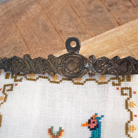Image 1 of Vintage Bell Pull Embroidery with Autumn Hunting Theme