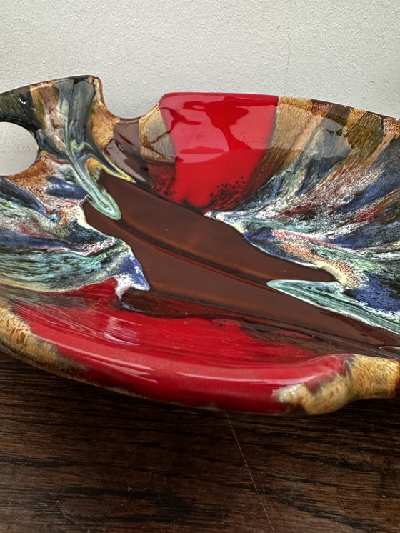Image 1 of Beautiful vintage glazed ceramic bowl/centerpiece attributed to Vallauris