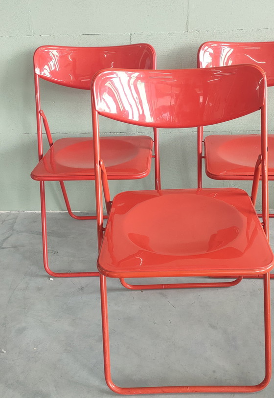 Image 1 of Ikea Folding chairs Type Ted by Niels Gammelgaard, Red