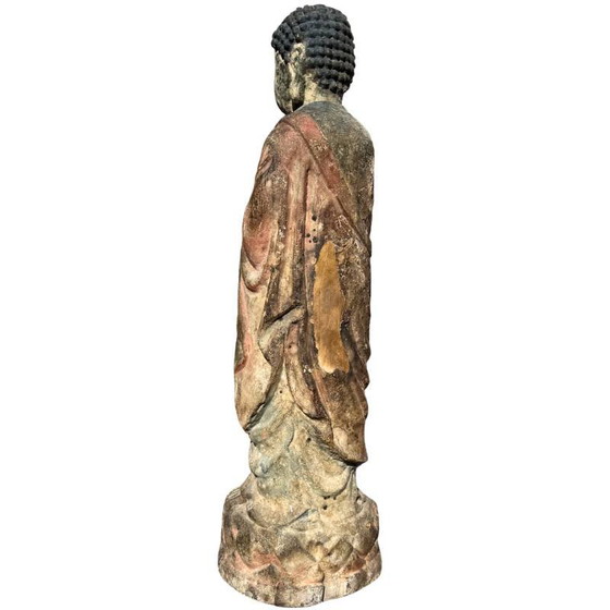 Antique Wooden Guanyin Statue from China – Large Polychrome Temple Sculpture (photo 10 of 13)