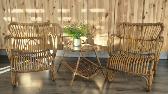 Image 1 of Set da salotto vintage in bambù Rohé Noordwolde