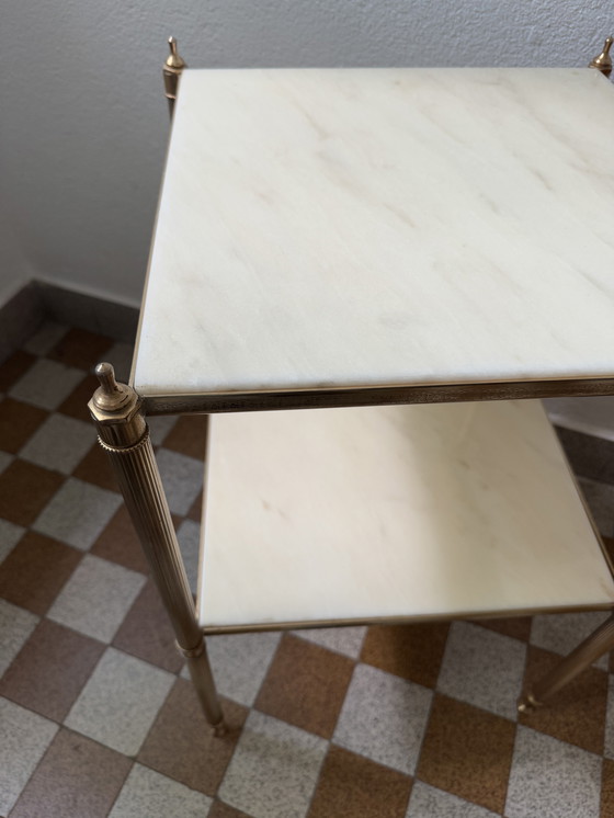 Image 1 of 60s brass marble side table