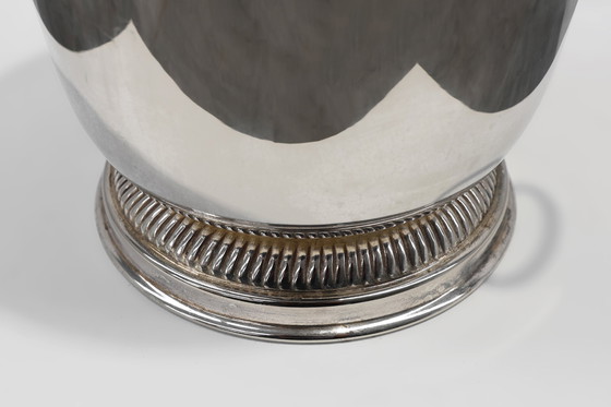 Image 1 of Mid century French silver plated ice bucket with lion heads, France