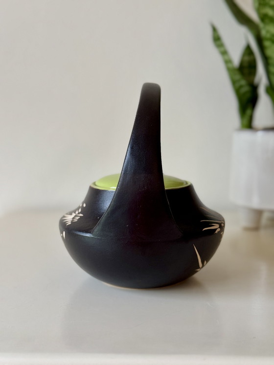 Image 1 of Japanese style teapot ceramic with bamboo motif - Bat Trang Vietnam