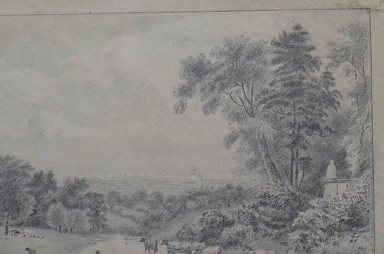19. Jahrhundert Europäische Schule Pastorale Landschaft mit Rindern, Graphitzeichnung – Gemälde & Zeichnungen (photo 7 of 10)