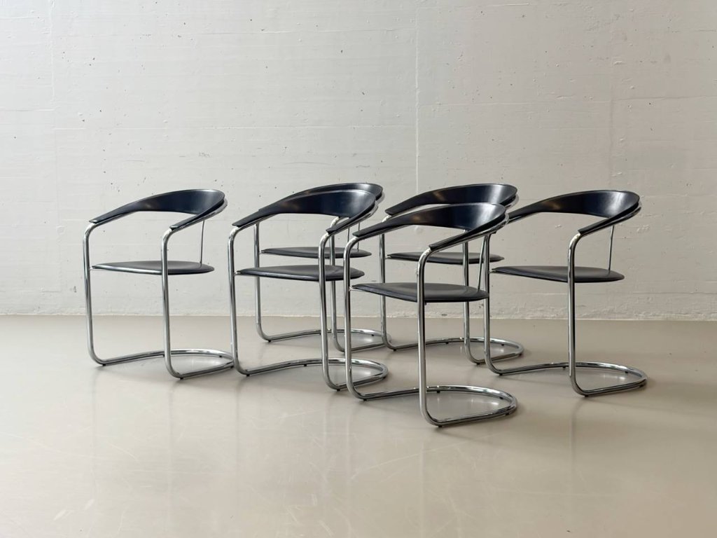 Set of 6 Canasta cantilever chairs by Arrben, Italy, 1980s
