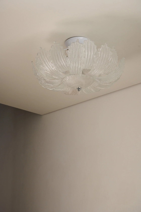 Plafoniera Murano Bianca Granilia in Vetro a Foglia, Plafoniere, Metallo, Bianco (foto 5 di 9)