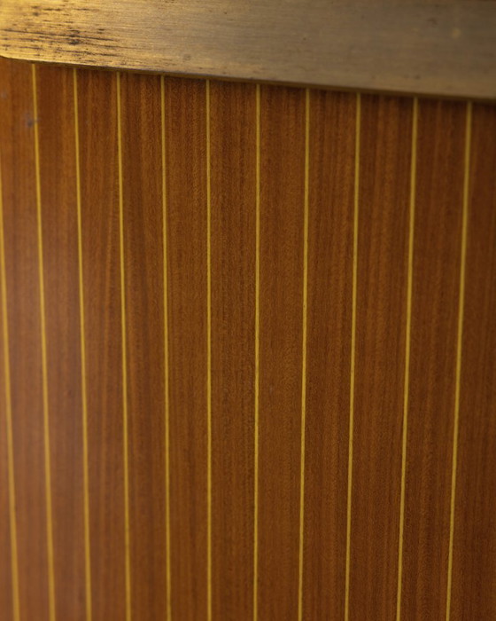 Image 1 of Credenza sideboard vintage anni 50 in legno e ottone dorato design Italiano