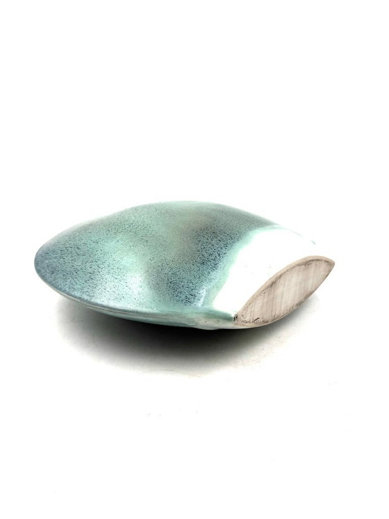 Image 1 of Jarrón solifleur de cerámica azul de mediados de siglo, Francia 1970