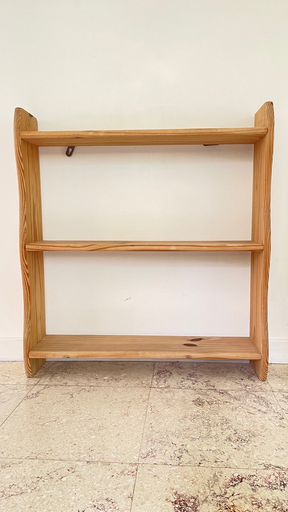 Image 1 of Scaffale vintage in legno grezzo a 3 ripiani