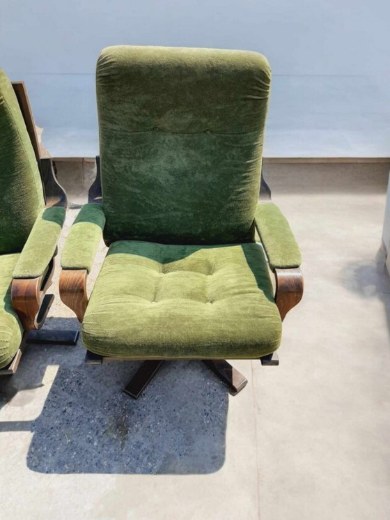 Image 1 of Set van 2 vintage 70'r design draaistoelen, fauteuil.