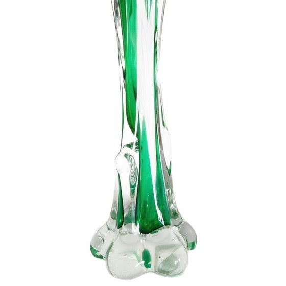 Vintage Mid-Century Murano Glass Tree Trunk Vase Green 1970s (photo 7 of 12)