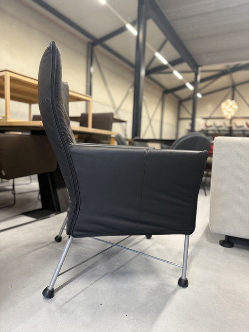 Fauteuil Montis Charly en cuir noir