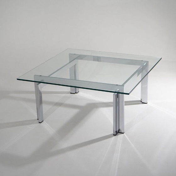 Quadratischer Couchtisch aus Glas und Stahl, 1970er Jahre – Esstische, Metal (photo 3 of 11)