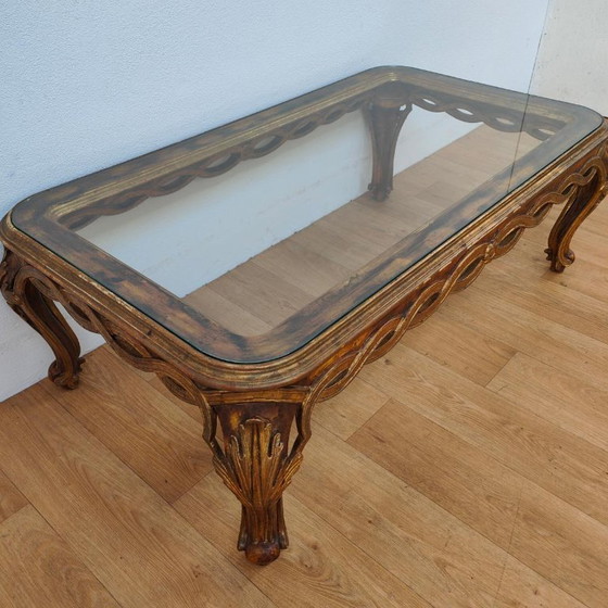 Tavolino da caffè Vintage Regency con piano in vetro. Legno – Tavolini da caffè, Glass, Wood (photo 7 of 12)