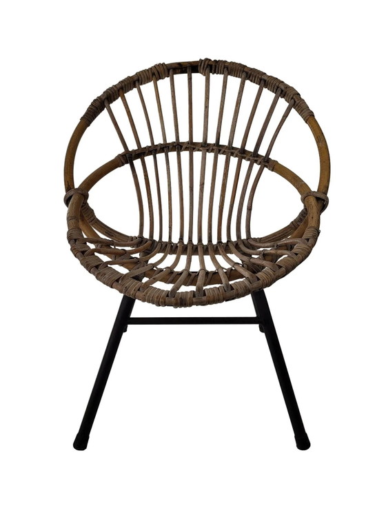 Sillón infantil de ratán y metal años 60 – Armarios de almacenamiento, Wicker, Vintage (photo 8 of 8)