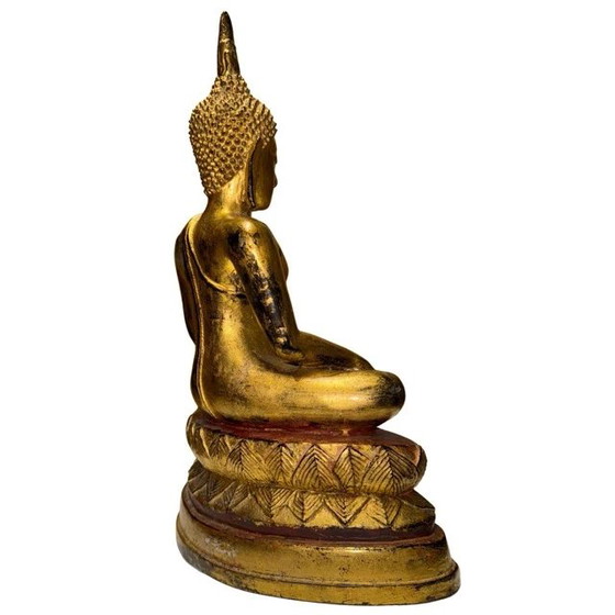 Estatua de Buda Tailandesa Rattanakosin Antigua - Siglo XIX - Bronce Pesado con Dorado Antiguo – Esculturas (photo 5 of 10)