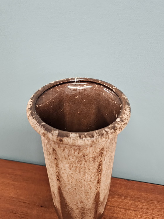 Image 1 of West Germany Vintage Hexagonal Vase Brown