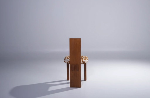 Set of 8 Brutalist Oak Dining Chairs