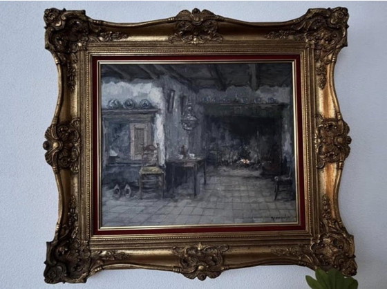 Image 1 of Theodorus Van Oorschot Oil on Canvas, Interior Framed