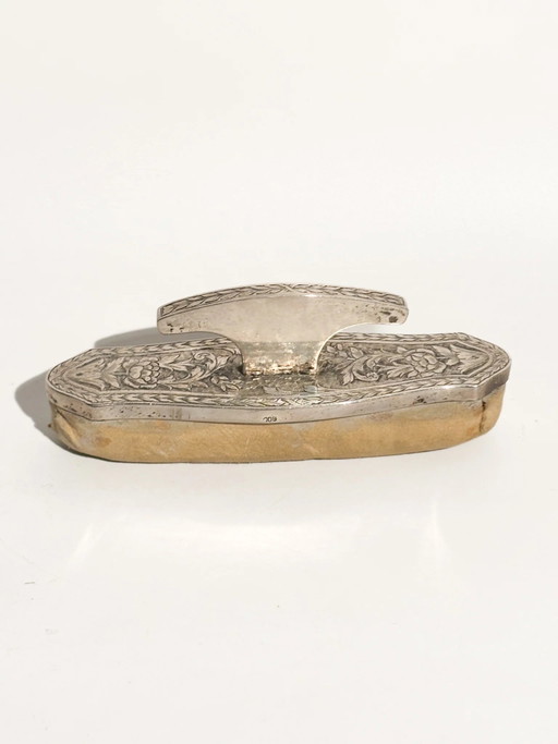 Late 19th Century Antique 800 Silver Nail Buffer – decoratieve objecten, Leather, Suede