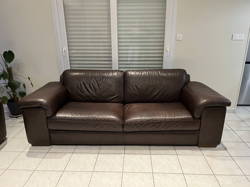 Canapé 3 posti in cuoio marrone Natuzzi