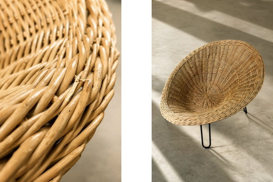 Sedia sferica vintage in rattan, stile moderno boho di metà secolo, italiana, anni '50. – Poltrone, Metal (photo 7 of 20)