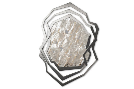 Image 1 of Coppia di applique in metallo spazzolato e cristallo di rocca. Stile contemporaneo.