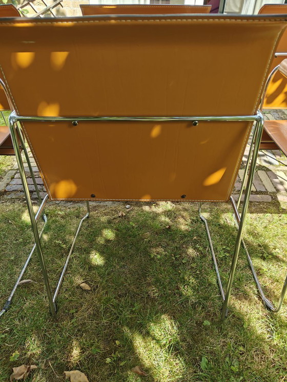 Image 1 of Set di 6 sedie di design originali Arrben Italia - Pelle e cromo