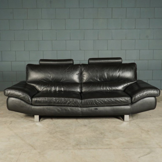 Image 1 of Divano a tre posti LaNouva – pelle nera – cromato