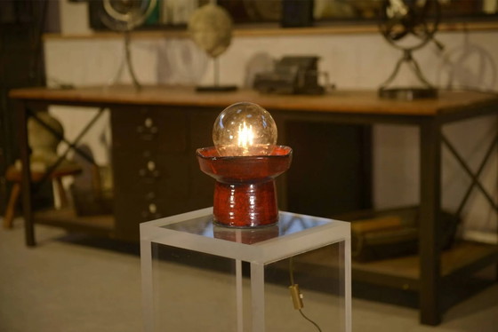 Lampada da tavolo in ceramica rossa di Guillerme e Chambron anni '80 – Guillerme & Chambron, Lampade da tavolo (photo 8 of 8)